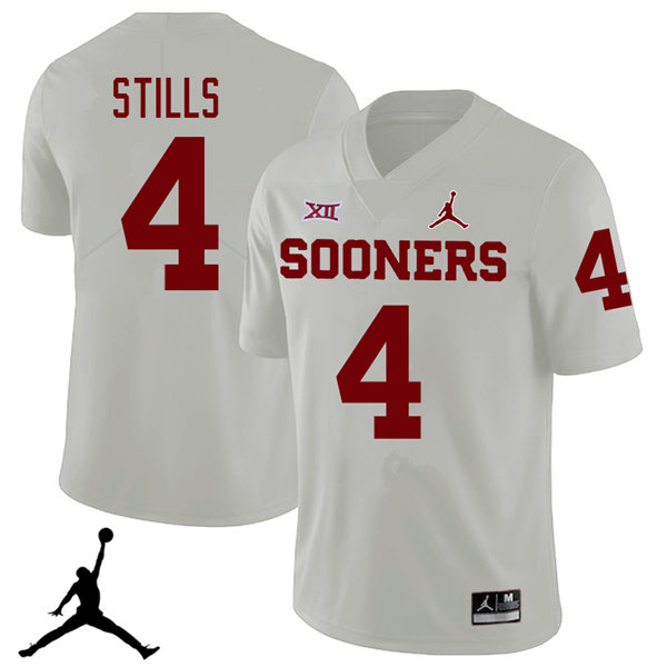 Jordan Brand Men #4 Kenny Stills Oklahoma Sooners 2018 College Football Jerseys Sale-White - Click Image to Close